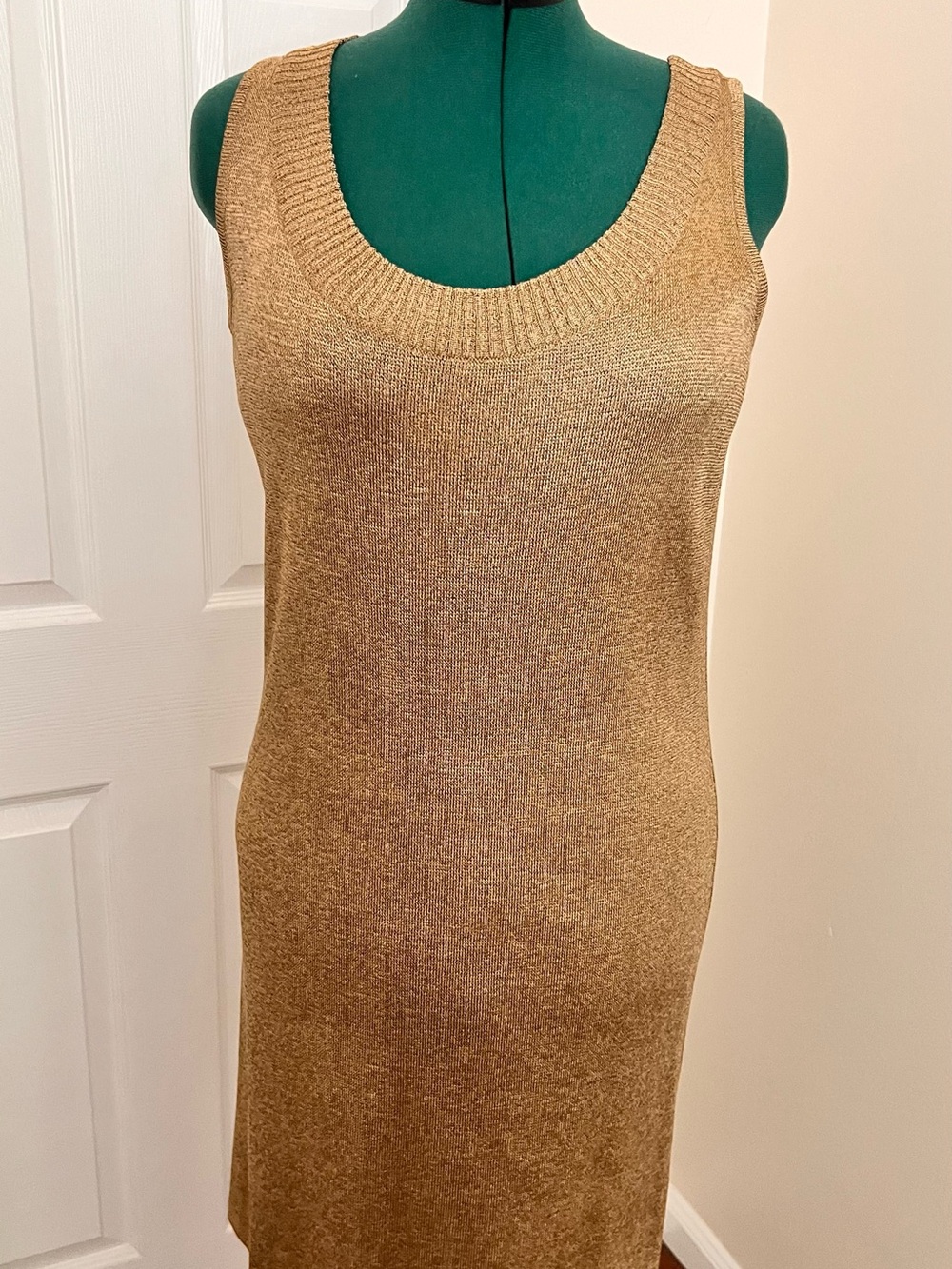 Dana Buchman Metallic Gold Knit Tank Dress
